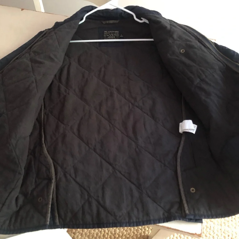 J Crew Sussex Quilted Field or Barn Jacket w Primaloft. Navy Blue. Size Large